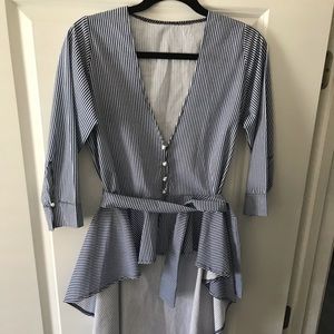 Blue & White Striped Hi Low Top